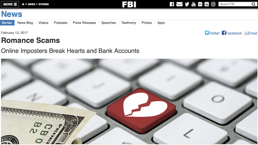 FBI国際ロマンス詐欺のサイト 